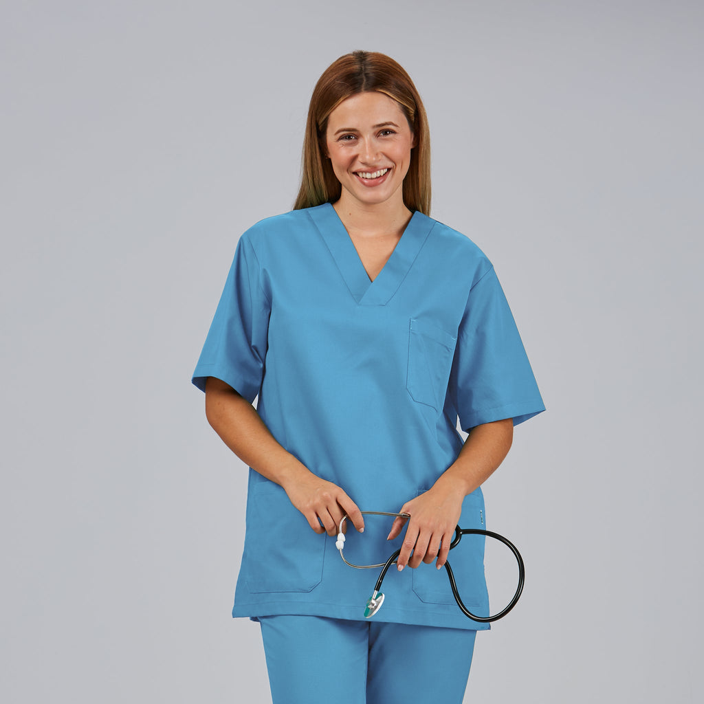 CONJUNTO UNISEX BLUSA CUELLO PICO /PANTALON GOMA ENTERA