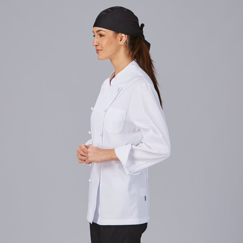 CHAQUETA COCINA UNISEX BOTON FORRADO M/L BLANCA
