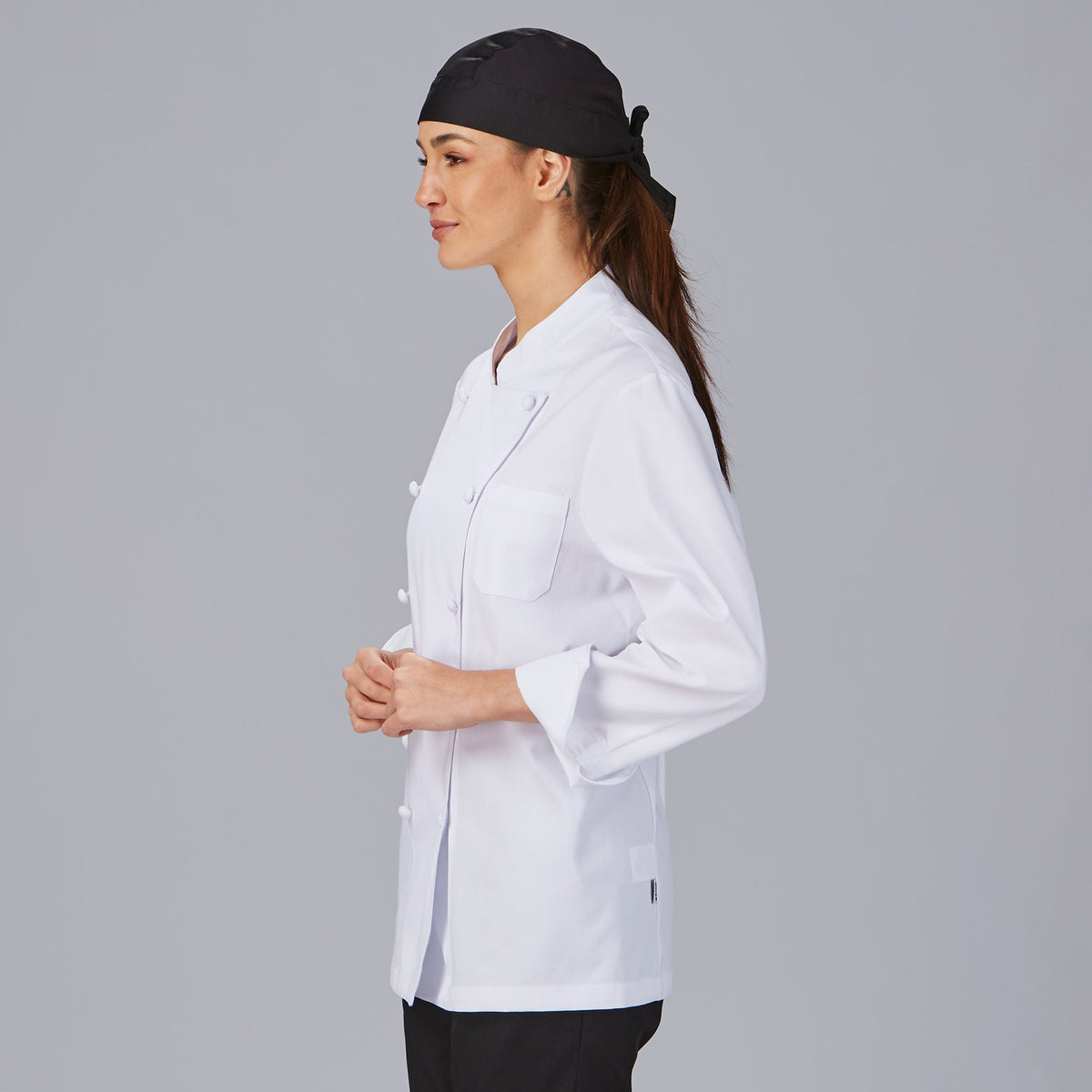 CHAQUETA COCINA UNISEX BOTON FORRADO M/L BLANCA