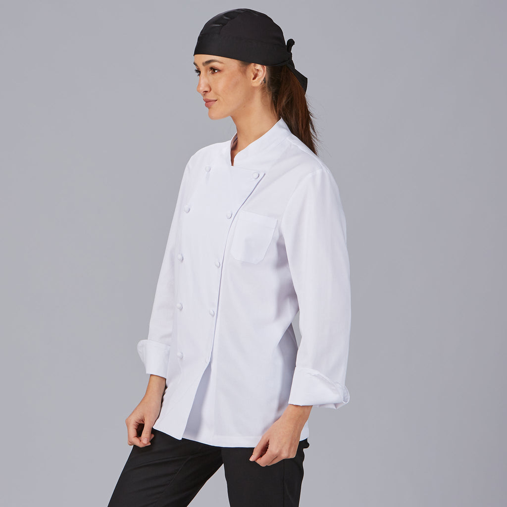 CHAQUETA COCINA UNISEX BOTON FORRADO M/L BLANCA