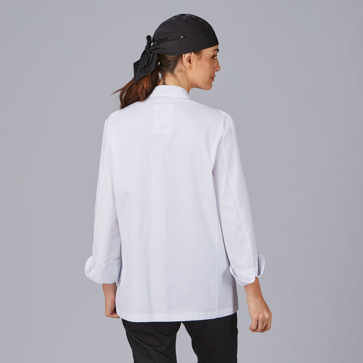 CHAQUETA COCINA UNISEX BOTON FORRADO M/L BLANCA