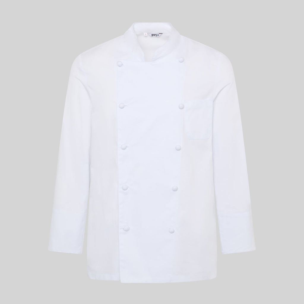 CHAQUETA COCINA UNISEX BOTON FORRADO M/L BLANCA