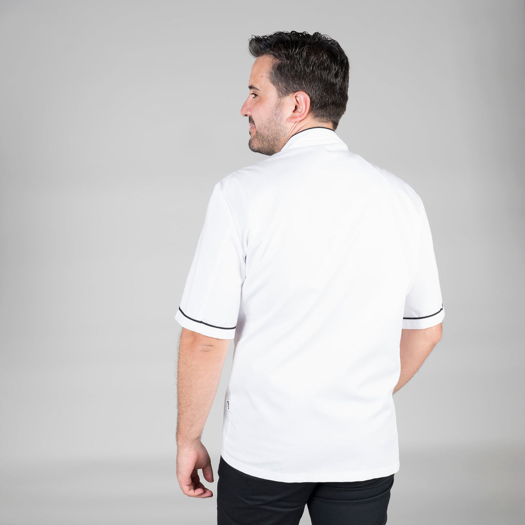 CHAQUETA COCINA UNISEX M/C BLANCA VIVO COLOR