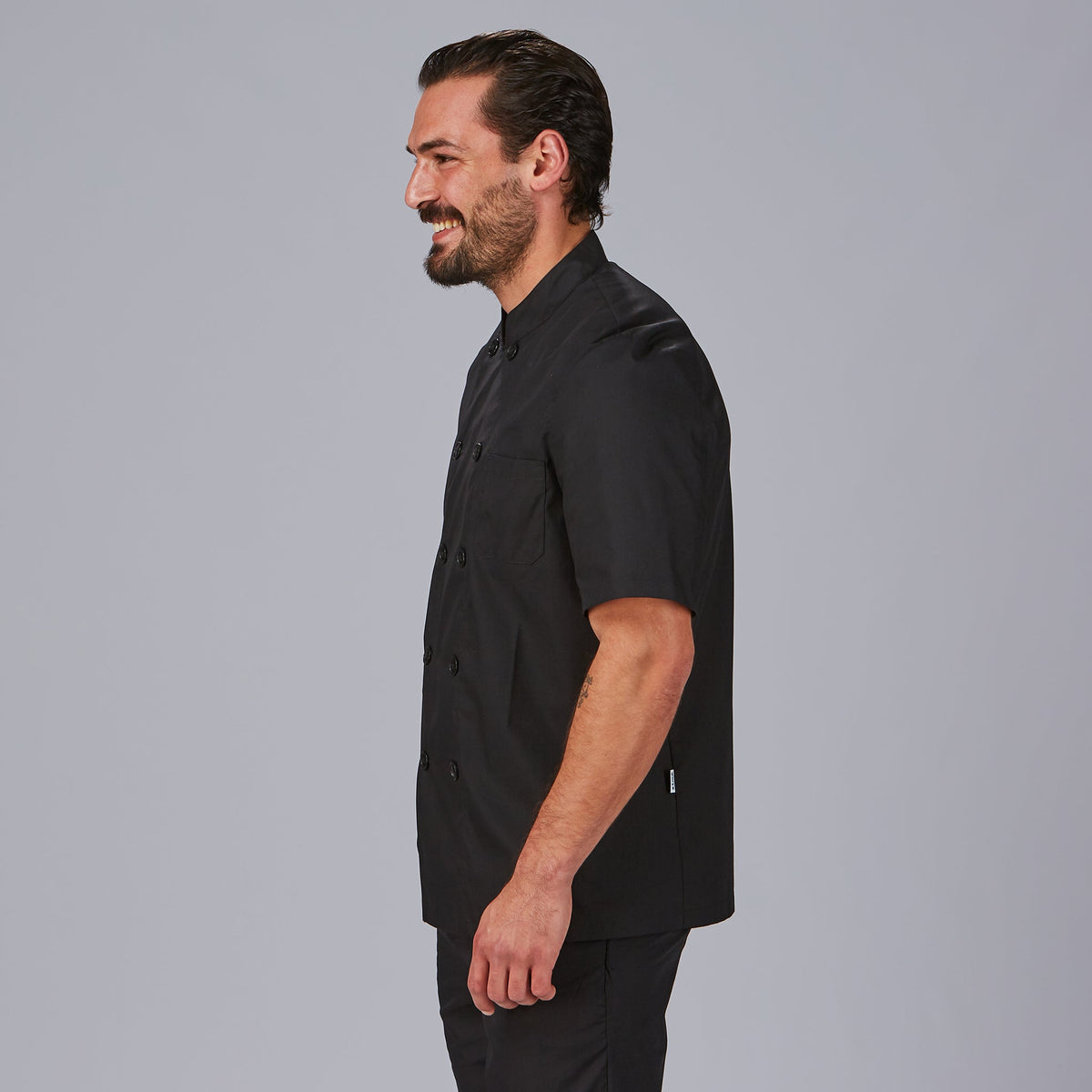 CHAQUETA COCINA UNISEX POPELIN FINO NEGRO M/C
