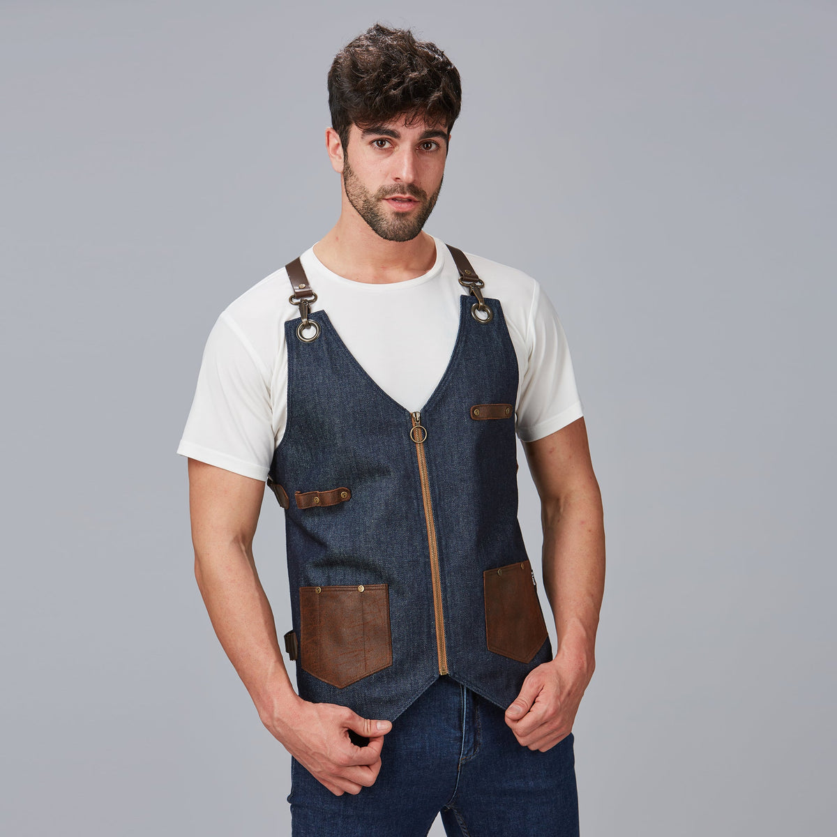CHALECO UNISEX VAQUERO Y PIEL KURUME
