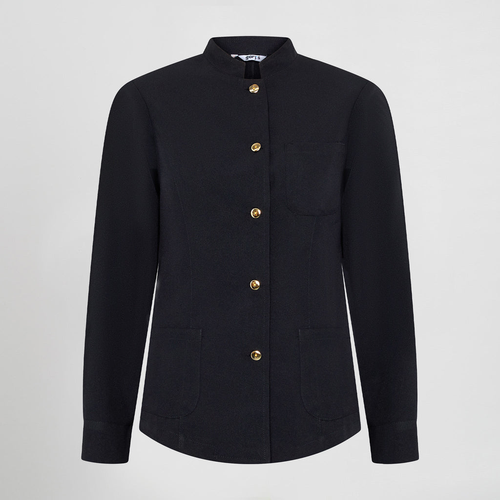 CHAQUETA MUJER MAO NEGRA BOTON DORADO