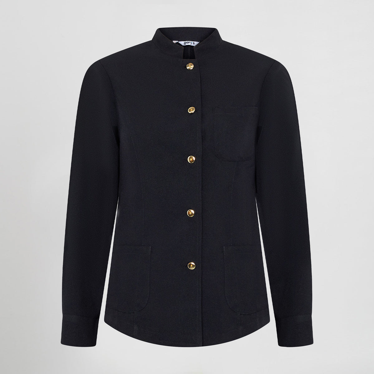 CHAQUETA MUJER MAO NEGRA BOTON DORADO