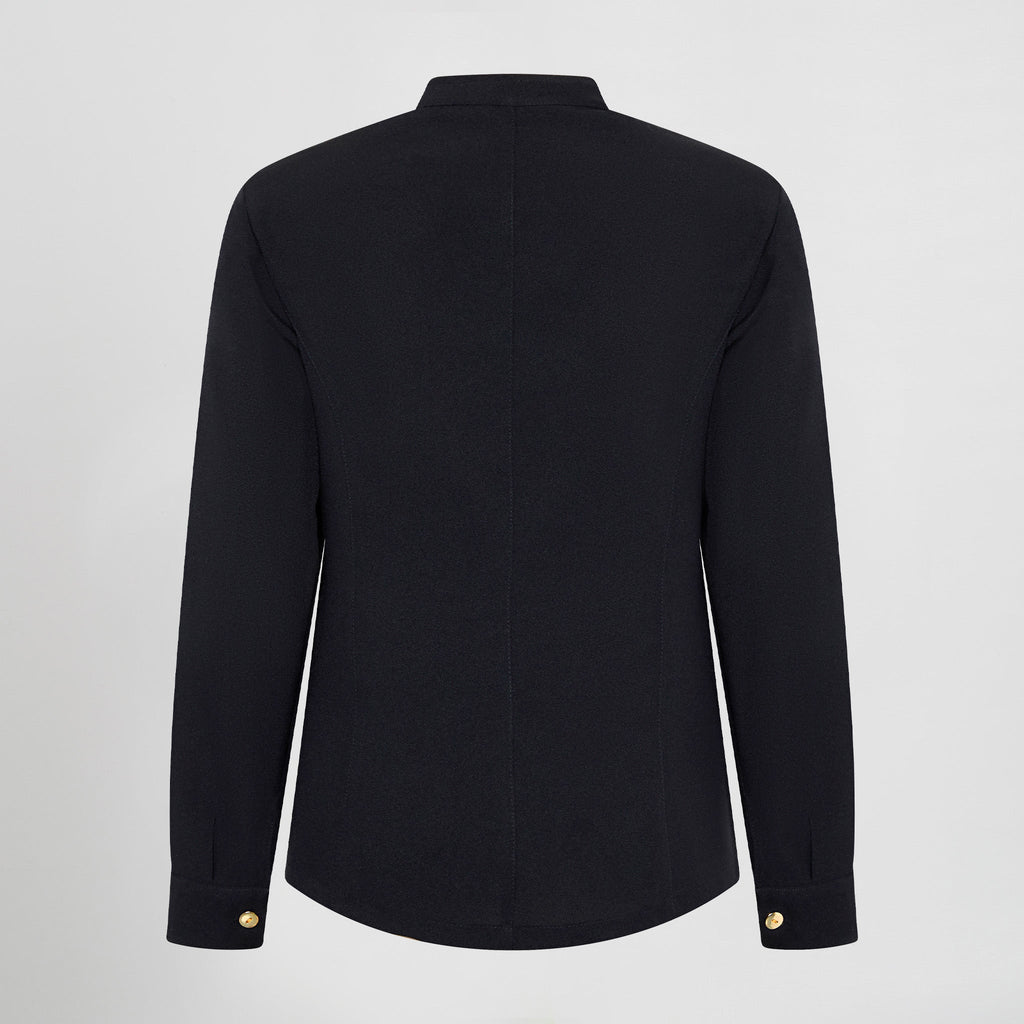 CHAQUETA MUJER MAO NEGRA BOTON DORADO