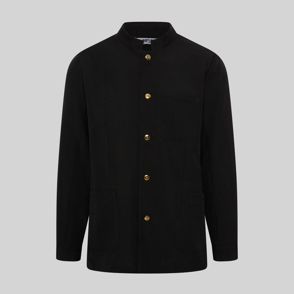 CHAQUETA HOMBRE MAO NEGRA BOTON DORADO