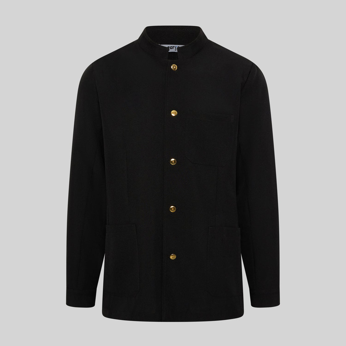 CHAQUETA HOMBRE MAO NEGRA BOTON DORADO