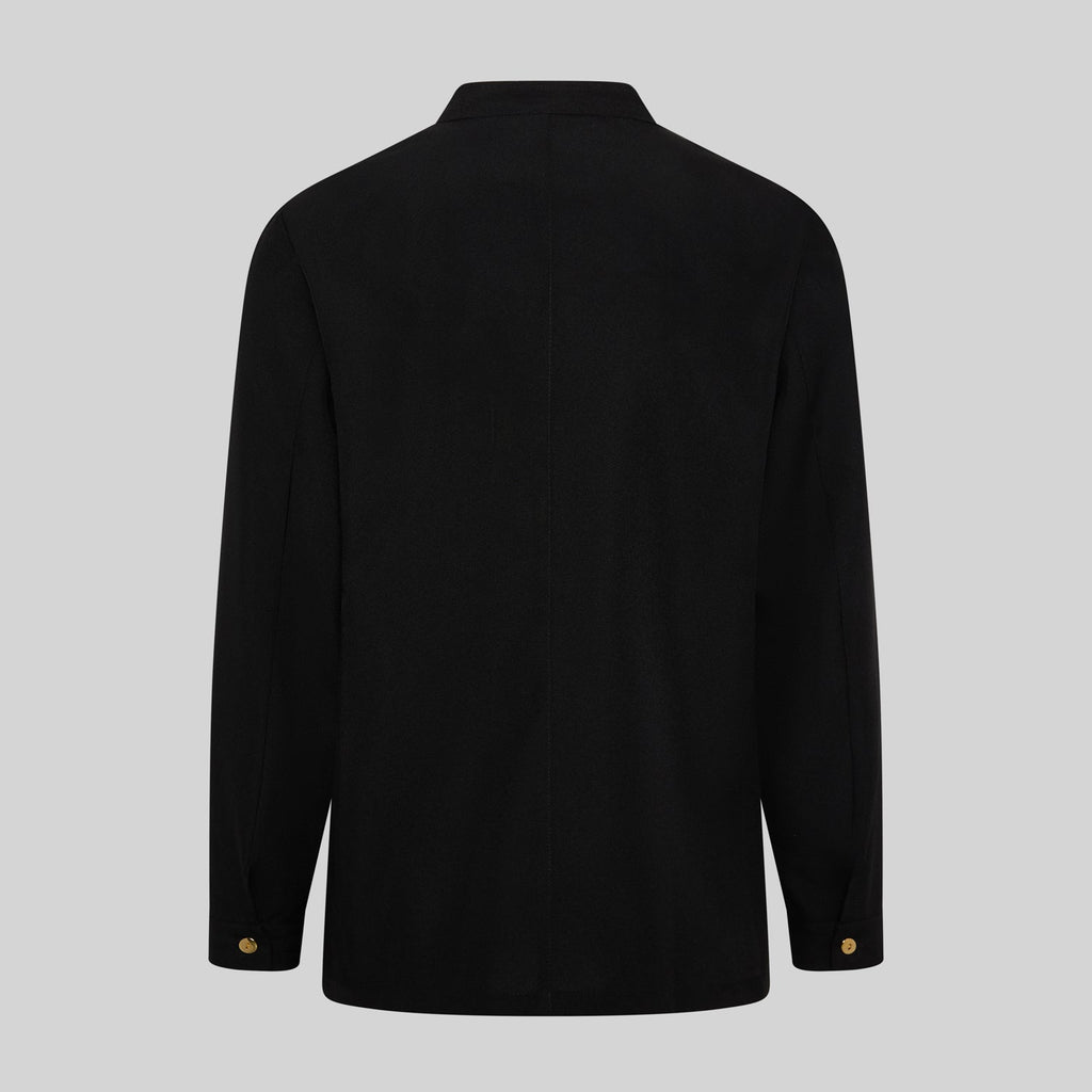 CHAQUETA HOMBRE MAO NEGRA BOTON DORADO