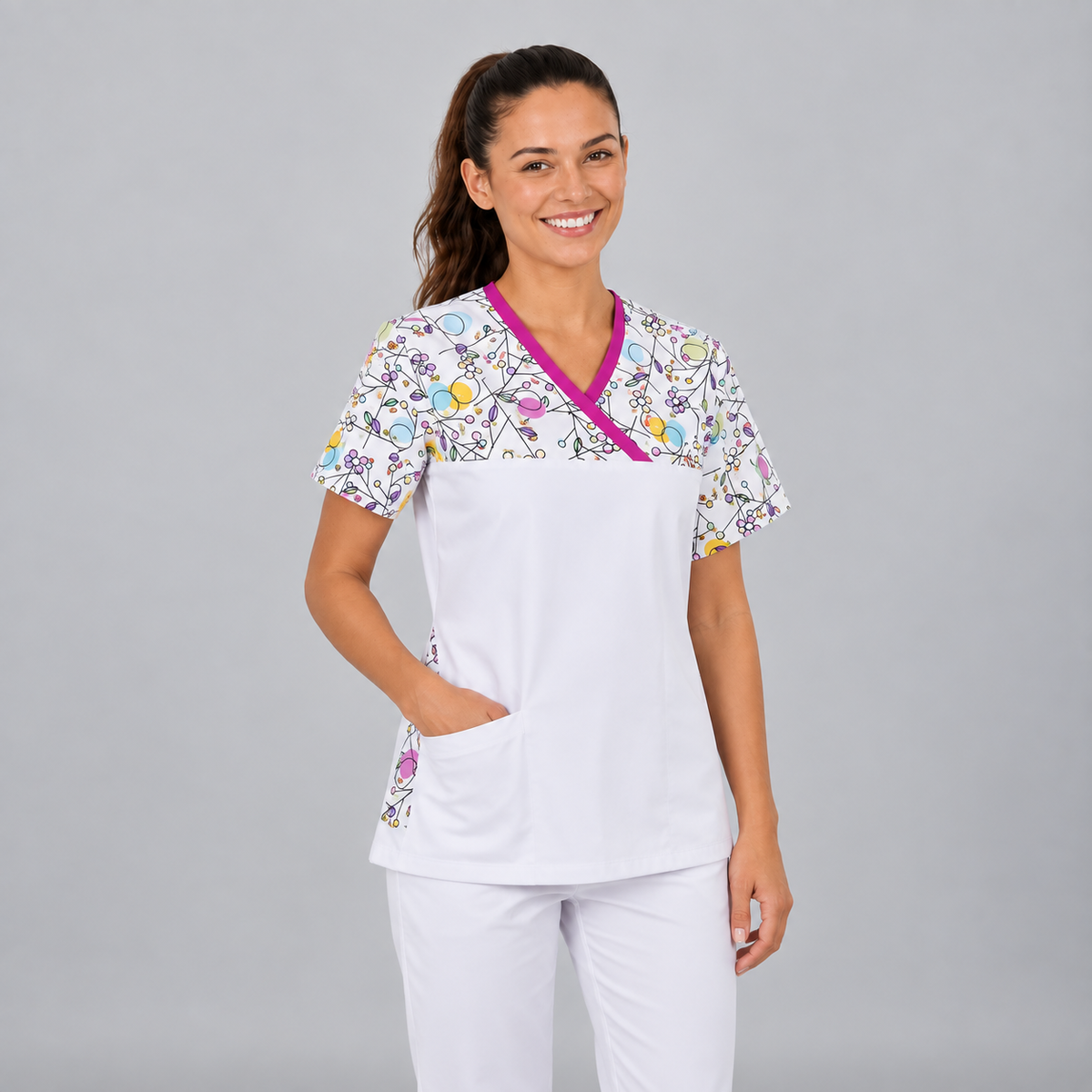 BLUSA MUJER PICO CIRCULOS