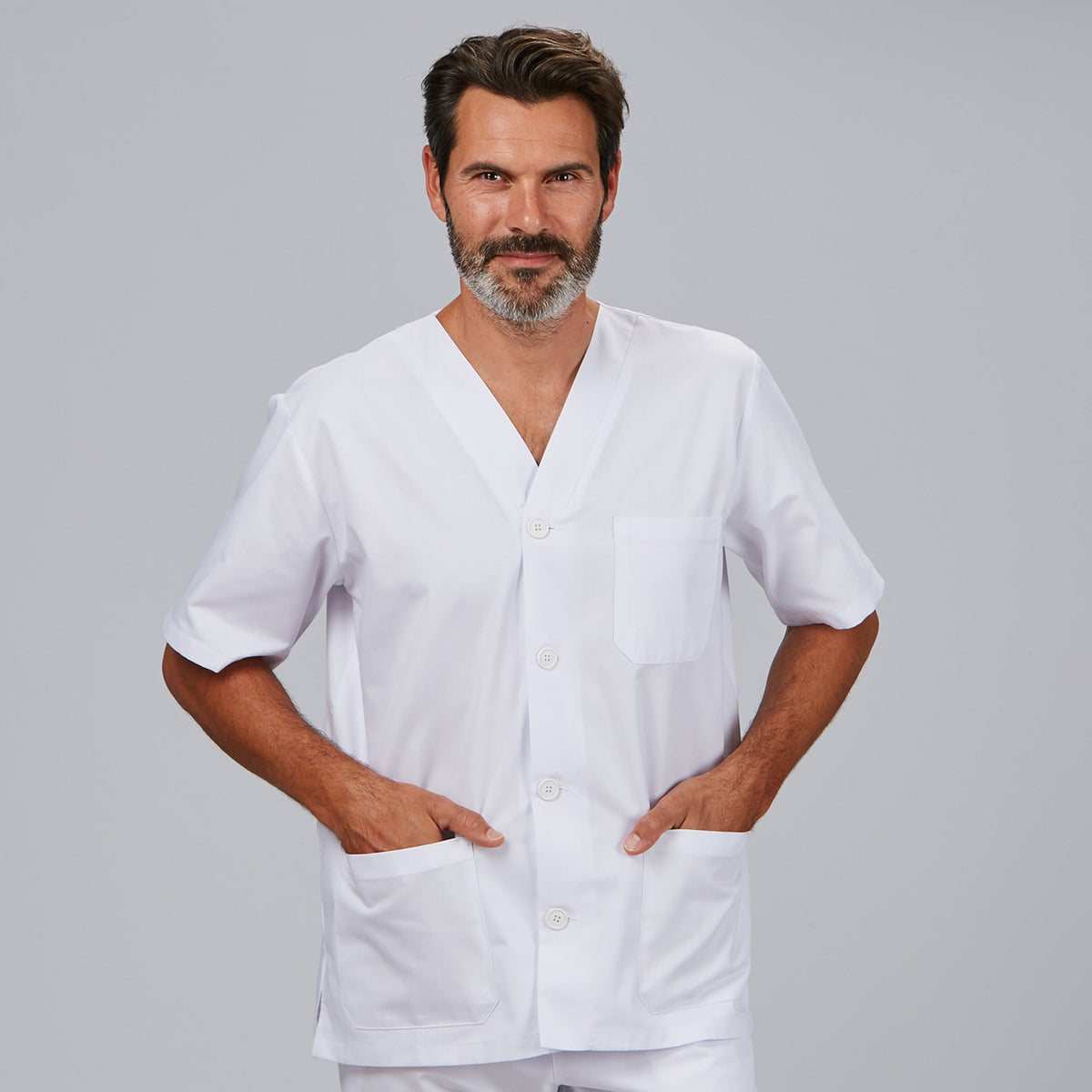 BLUSA SANITARIO UNISEX PICO BOTONES