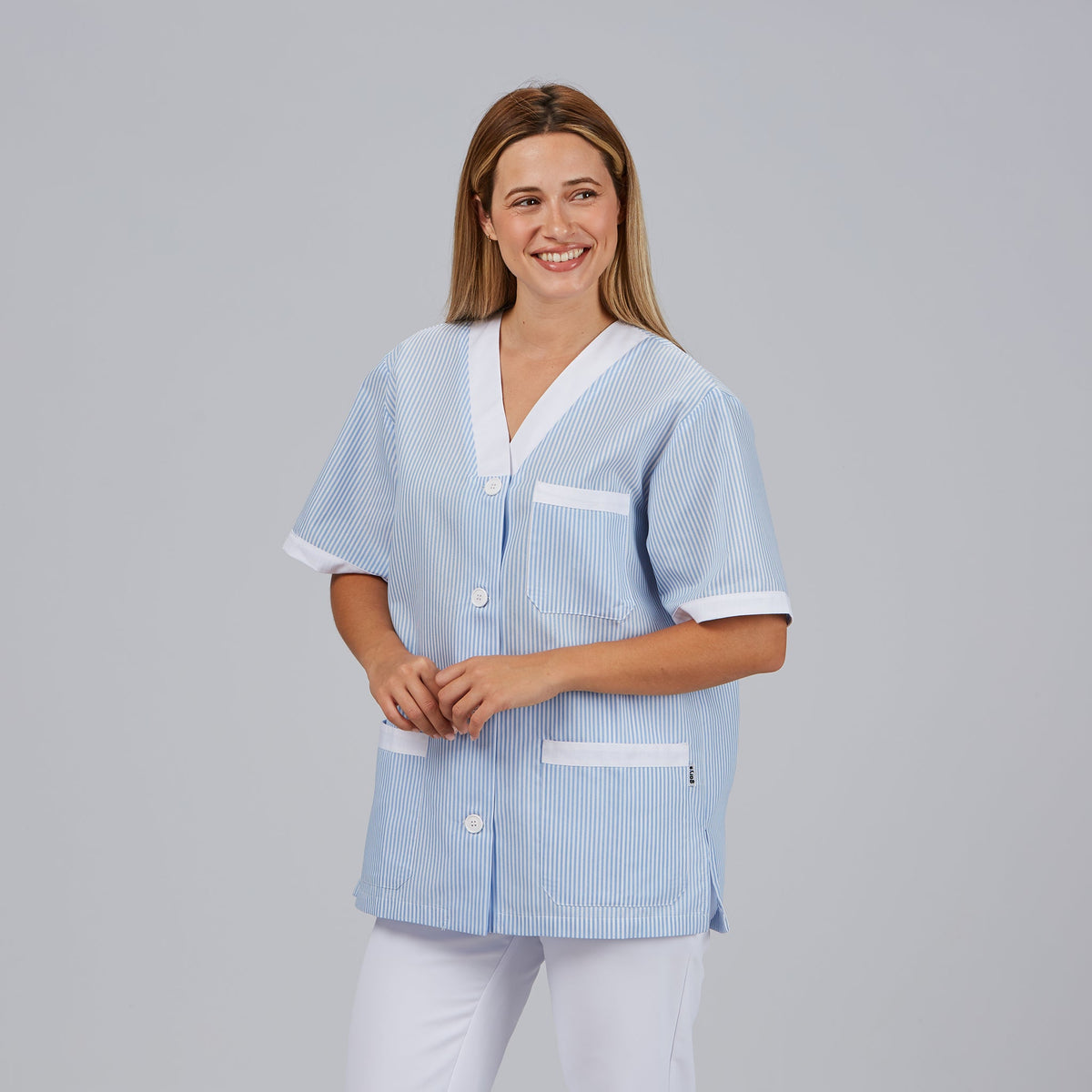 BLUSA SANITARIO UNISEX PICO ABIERTO VICHY COMBINADA